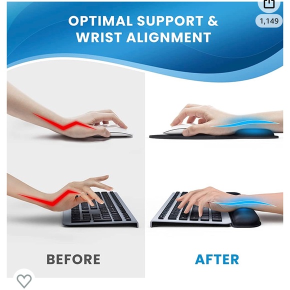 Keyboard Wrist Rest, Wrist Rest for Computer and Mouse with Ergonomic Wrist Rest - Picture 4 of 6